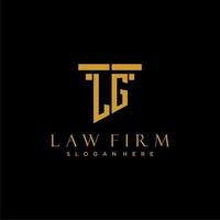 LG monogram initial logo for lawfirm with pillar design vector