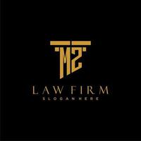 MZ monogram initial logo for lawfirm with pillar design vector