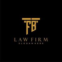 FB monogram initial logo for lawfirm with pillar design vector