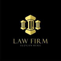 IQ initial monogram logo for lawfirm with pillar design vector