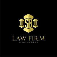 SB initial monogram logo for lawfirm with pillar design vector