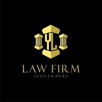 YL initial monogram logo for lawfirm with pillar design vector