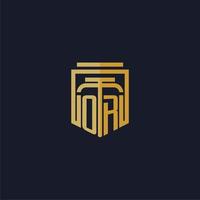 OR initial monogram logo elegant with shield style design for wall mural lawfirm gaming vector