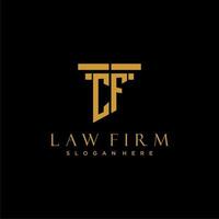 CF monogram initial logo for lawfirm with pillar design vector