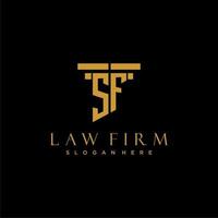 SF monogram initial logo for lawfirm with pillar design vector