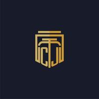 CJ initial monogram logo elegant with shield style design for wall mural lawfirm gaming vector