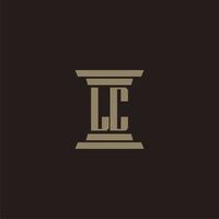 LC monogram initial logo for lawfirm with pillar design vector