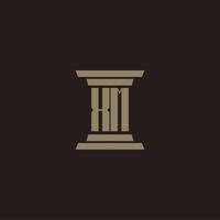 XM monogram initial logo for lawfirm with pillar design vector