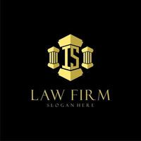 IS initial monogram logo for lawfirm with pillar design vector