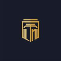 logotipo de monograma inicial de lm elegante con diseño de estilo de escudo para mural de juegos de bufete de abogados vector