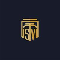 logotipo de monograma inicial sv elegante con diseño de estilo de escudo para mural de juegos de bufete de abogados vector