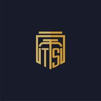 TS initial monogram logo elegant with shield style design for wall mural lawfirm gaming vector