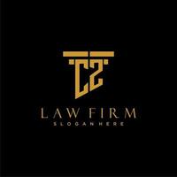 CZ monogram initial logo for lawfirm with pillar design vector