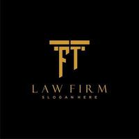 FT monogram initial logo for lawfirm with pillar design vector