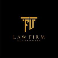 FU monogram initial logo for lawfirm with pillar design vector