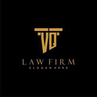 VQ monogram initial logo for lawfirm with pillar design vector