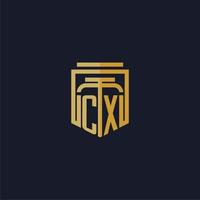 CX initial monogram logo elegant with shield style design for wall mural lawfirm gaming vector