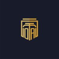 OA initial monogram logo elegant with shield style design for wall mural lawfirm gaming vector