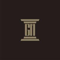GM monogram initial logo for lawfirm with pillar design vector