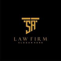 SA monogram initial logo for lawfirm with pillar design vector