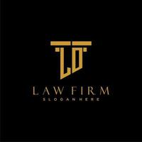 LO monogram initial logo for lawfirm with pillar design vector