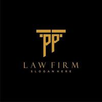 PP monogram initial logo for lawfirm with pillar design vector