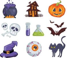 Halloween or horror movie sticker set vector