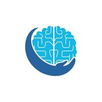 diseño del logotipo del vector de cuidado cerebral. concepto de diseño de logotipo de cuidado inteligente.