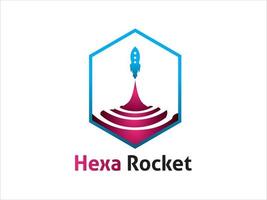 logotipo de cohete hexa vector