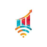 diseño de logotipo de vector de estadística wifi. diseño de icono de logotipo analítico wifi.