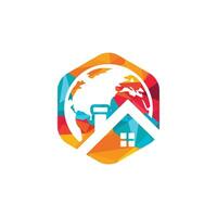 Global home vector logo design template. World house vector logo design concept.