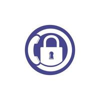 Secure Call Icon Logo Design. Handset and lock icon. vector