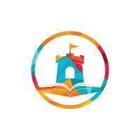 Castle book vector logo design. Unique bookstore, library and fortress logotype design template.