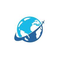 plantilla de diseño de logotipo de vector de mundo de viajes. avión y símbolo o icono mundial.