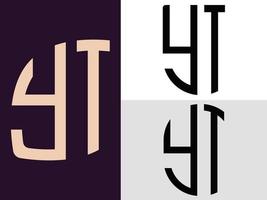 Paquete creativo de diseños de logotipos de letras iniciales yt. vector