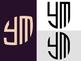 Paquete creativo de diseños de logotipos de letras iniciales ym. vector