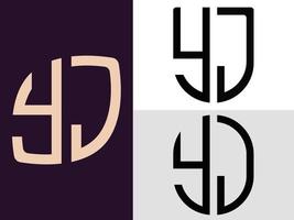 Paquete creativo de diseños de logotipos de letras iniciales yj. vector
