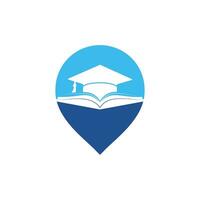 sombrero de graduación y plantilla de logotipo de vector de libro. concepto de logotipo de educación.