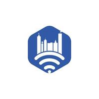 diseño de logotipo de vector de tecnología de ciudad inteligente. concepto de diseño del logotipo de internet de la ciudad.
