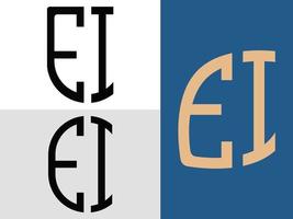 paquete de diseños de logotipo de letras iniciales creativas ei. vector