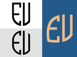 Creative Initial Letters EV Logo Designs Bundle. vector