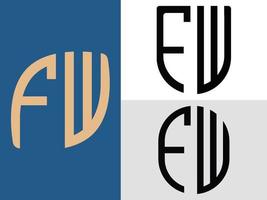 paquete de diseños de logotipo de letras iniciales creativas fw vector