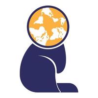 World Pets Logo Template Design. Cat planet vector logo design.