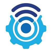 Gear wifi vector logo template. Mechanic and signal symbol.