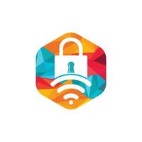 Padlock logo with signal vector design. Safe and signal symbol or icon.