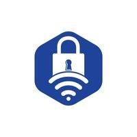 Padlock logo with signal vector design. Safe and signal symbol or icon.