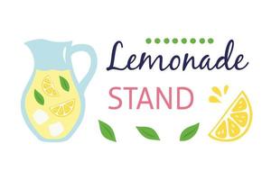 Vector illustration with lemonade srand text horizontal banner in a hand-drawn style. Sgn or poster in a bar