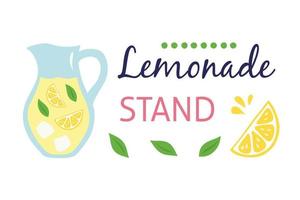 Vector illustration with lemonade srand text horizontal banner in a hand-drawn style. Sgn or poster in a bar