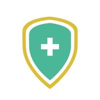 Turquoise medical health protection shield with cross. vector