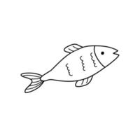 Fish in doodle style in black. vector